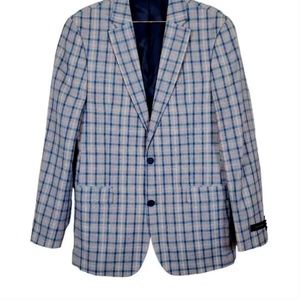 ✨Tommy Hilfiger Conrad Blue Plaid Two Button Notch Lapel Tailored Sport Coat 44